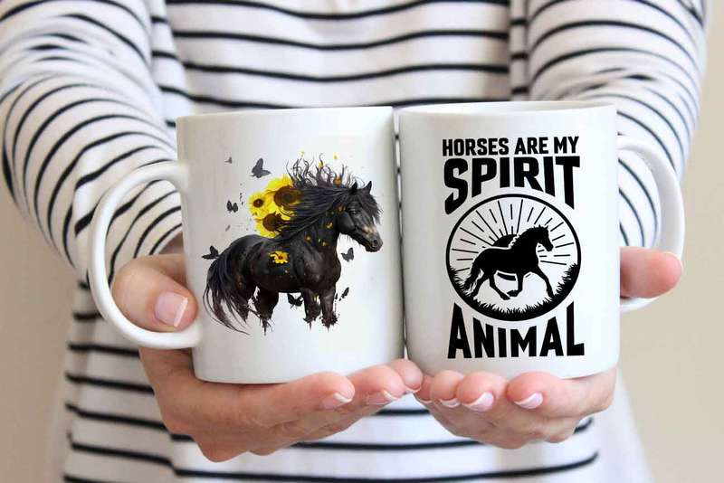 Horse with sunflowers coffee mug 1