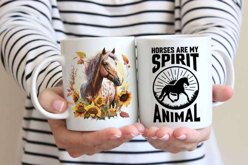Horse with sunflowers coffee mug 10