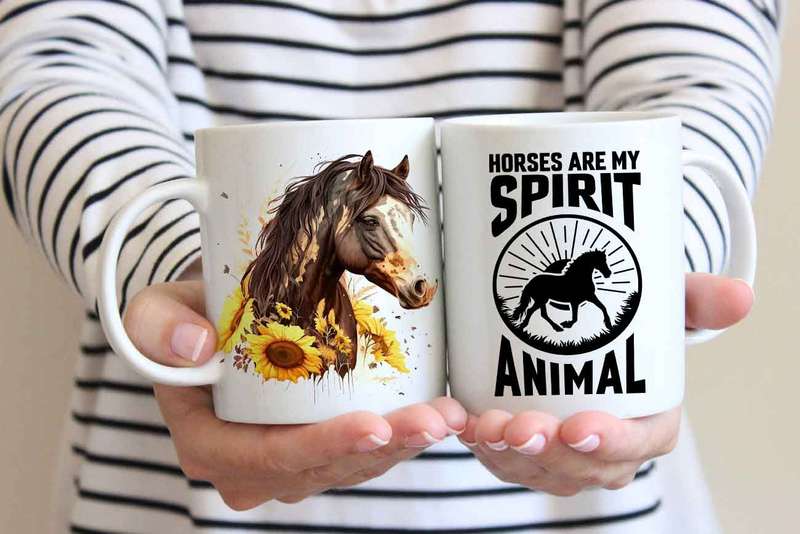 Horse with sunflowers coffee mug 11