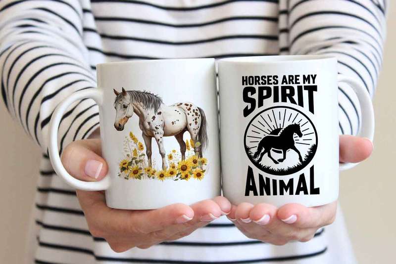 Horse with sunflowers coffee mug 12