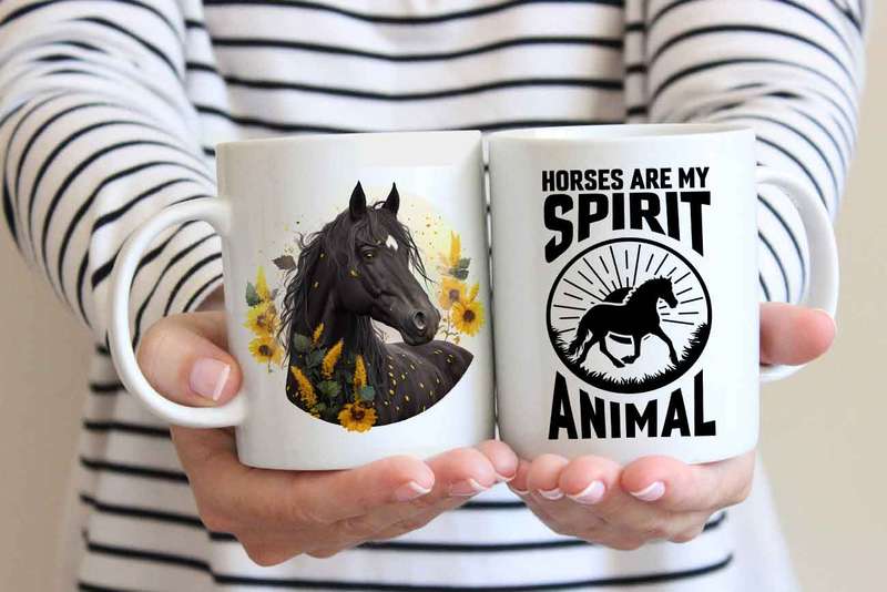 Horse with sunflowers coffee mug 2