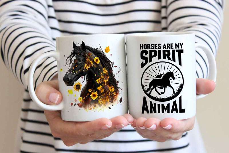 Horse with sunflowers coffee mug 5