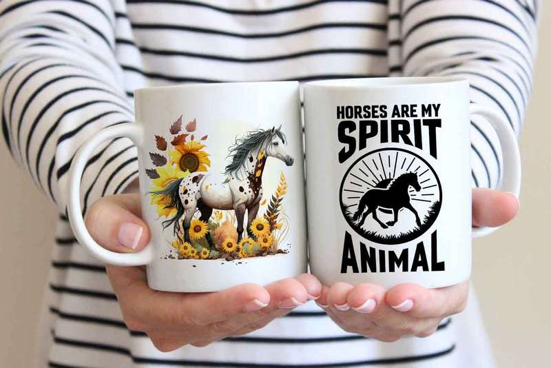 Horse with sunflowers coffee mug 6