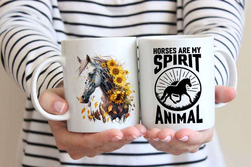 Horse with sunflowers coffee mug 7