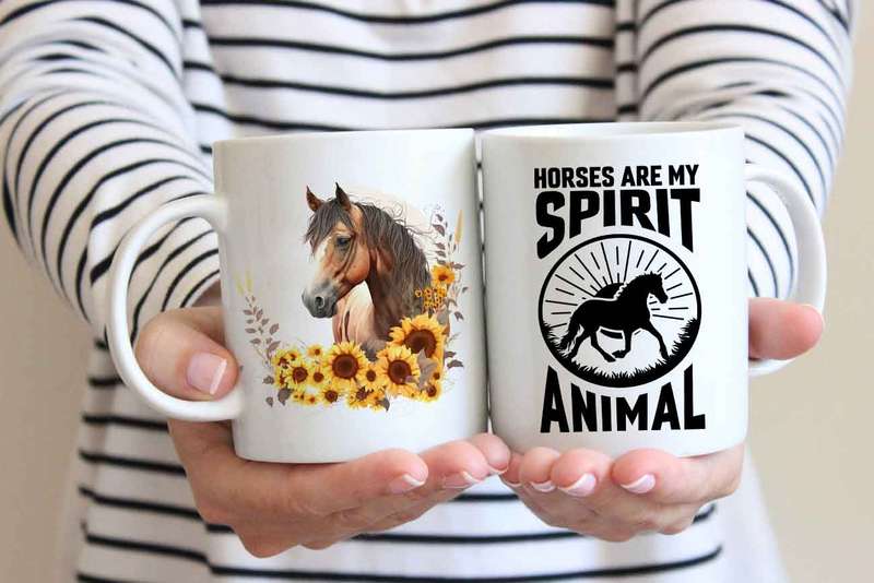 Horse with sunflowers coffee mug 8