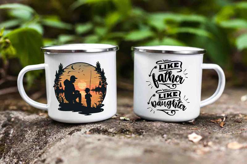 Like father like daughter enamel fishing mug 10