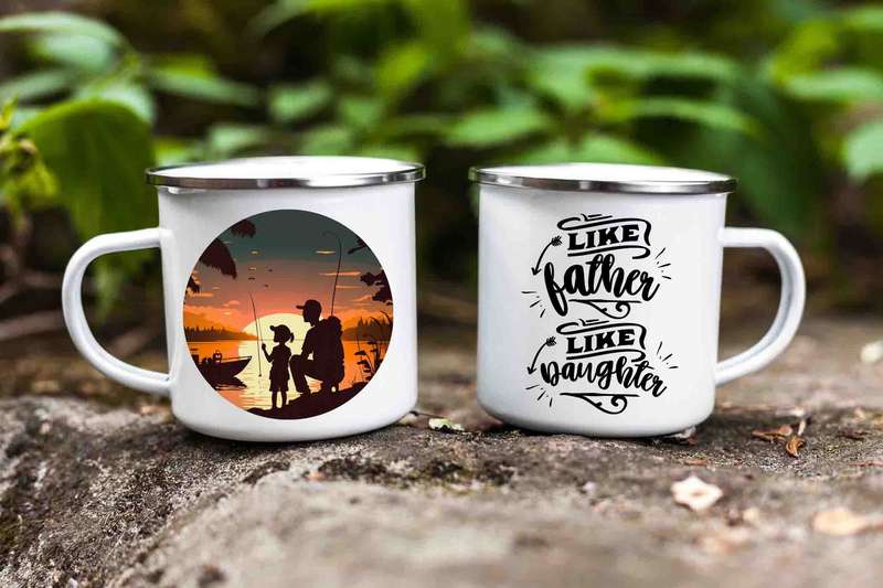 Like father like daughter enamel fishing mug 11