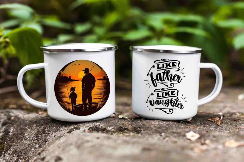 Like father like daughter enamel fishing mug 2