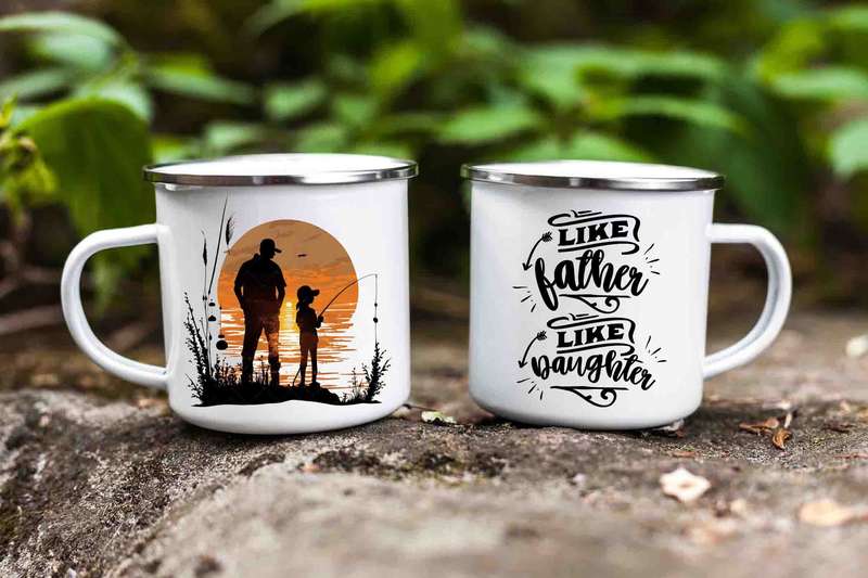 Like father like daughter enamel fishing mug 3