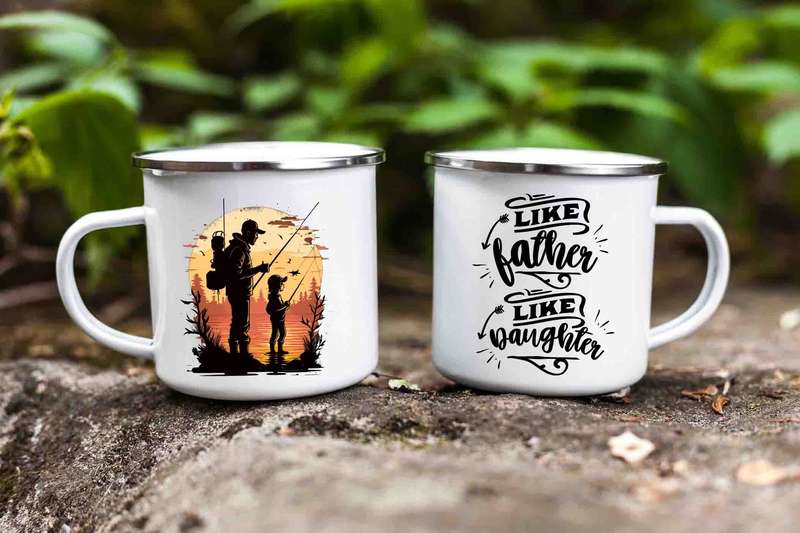 Like father like daughter enamel fishing mug 5