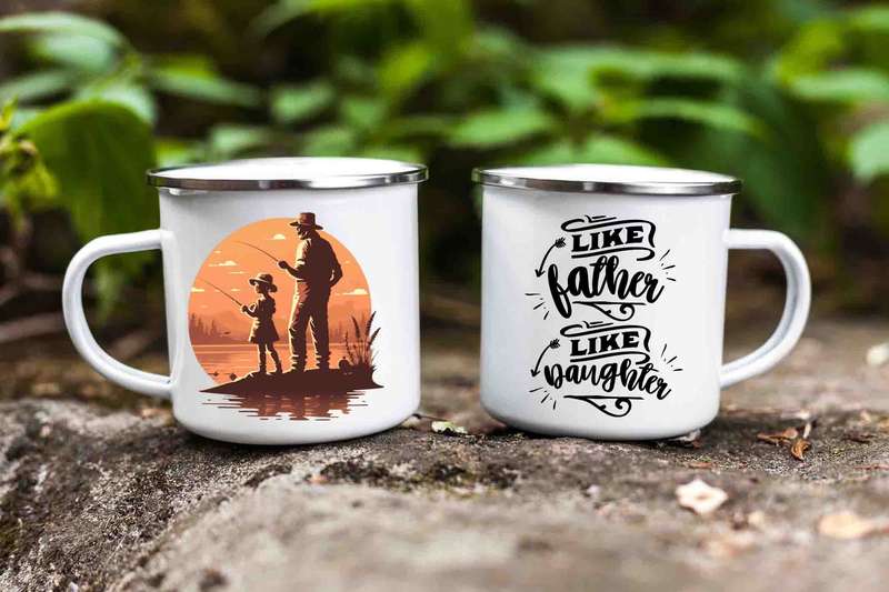Like father like daughter enamel fishing mug
