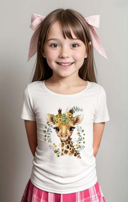 Floral Baby Giraffe girls T-shirt
