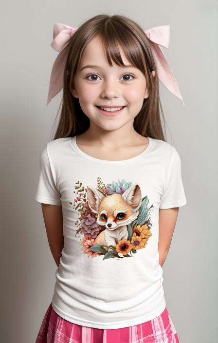 Floral Baby Fox girls T-shirt