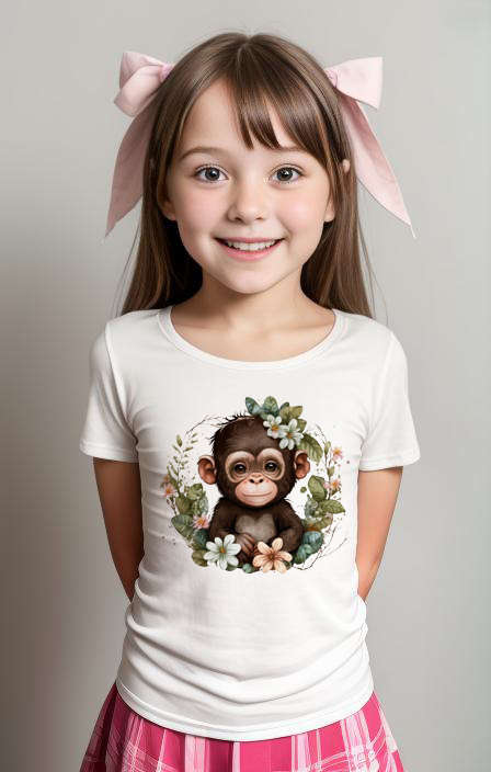 Floral Baby Monkey girls T-shirt