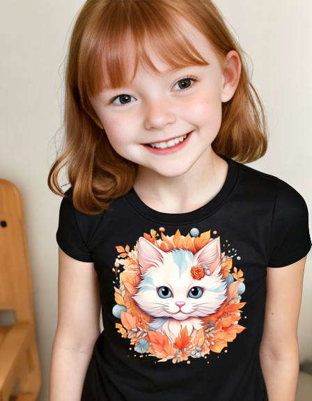 Girls T-shirt Floral cat 14