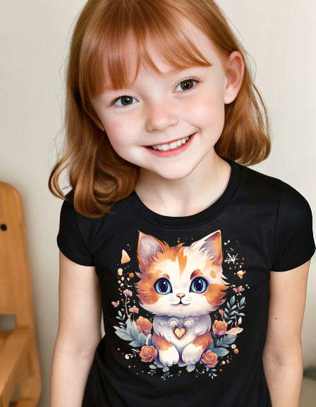 Girls T-shirt Floral cat 20