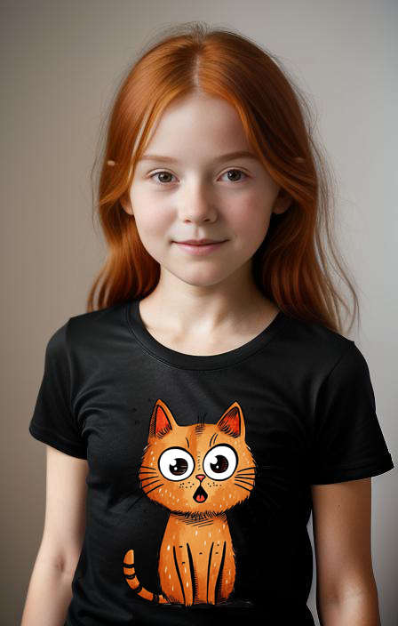 Girls T-shirt surprised Cat B