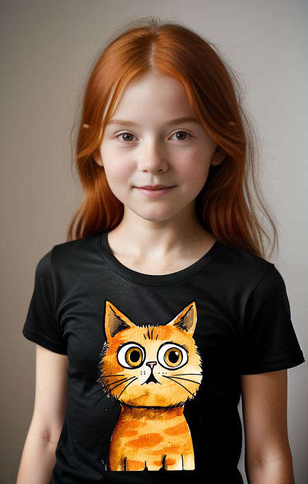 Girls T-shirt surprised Cat C