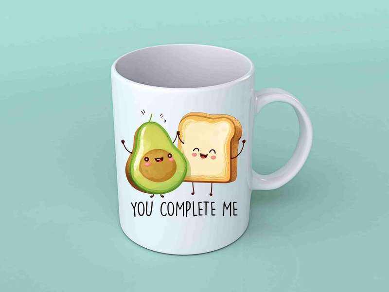 You complete me avo and toast coffee mug