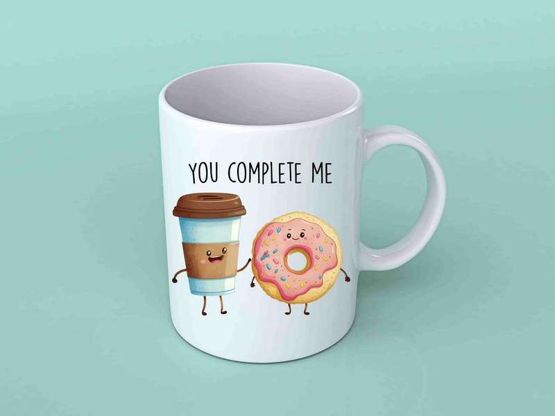 You complete me coffee and donut mug
