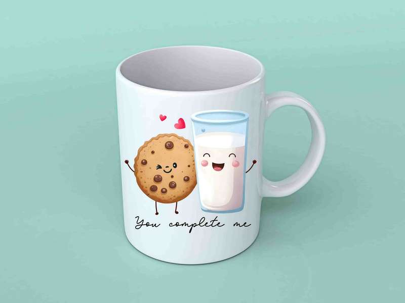 You complete me cookie and milk coffee mug
