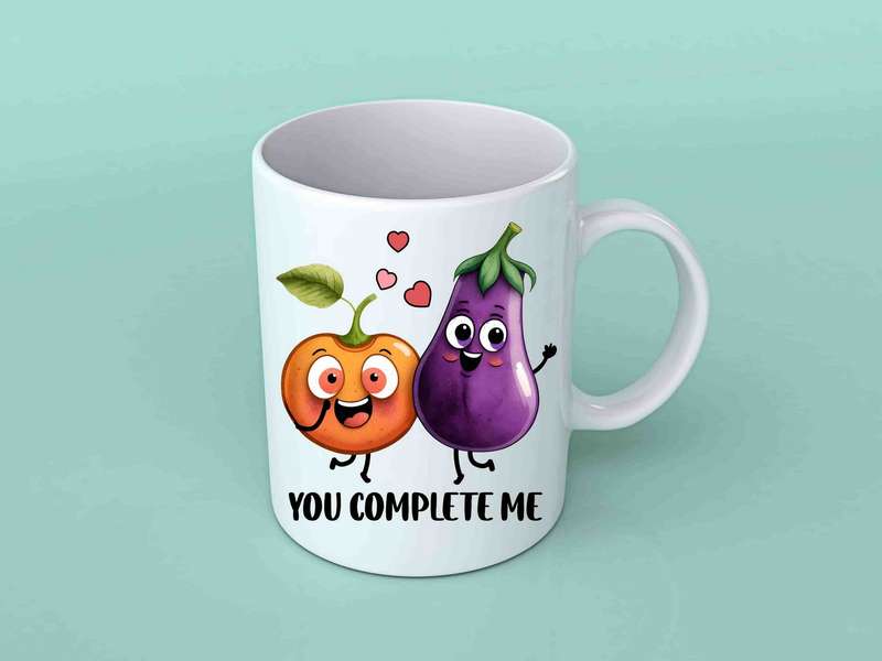 You complete me peach coffee mug