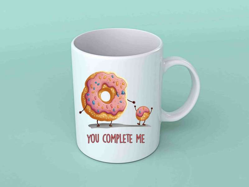 You complete me pink Donut coffee mug