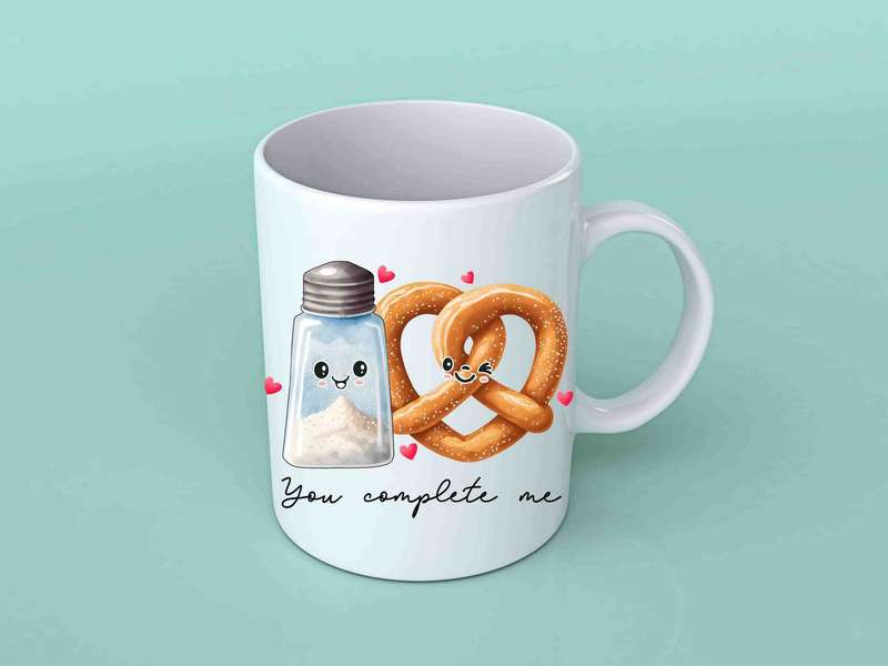 You complete me pretzel coffee mug