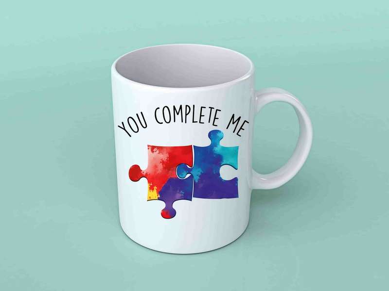 You complete me puzzle coffee mug