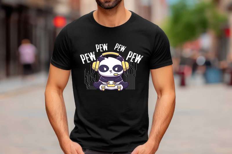 pew pew Panda Gamer T-shirt
