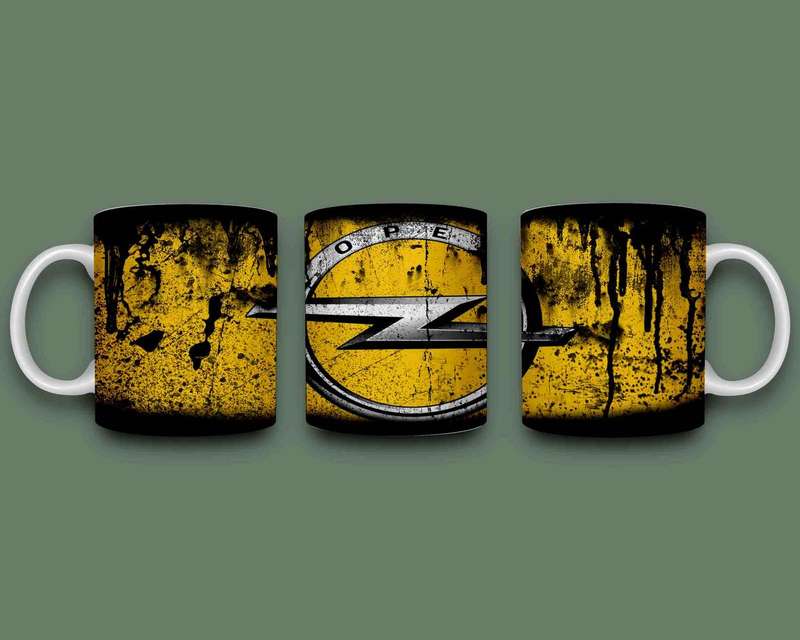 Opel oil stain coffee mug