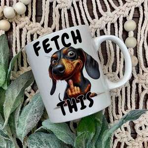 Fetch this Dachshund middle finger mug A