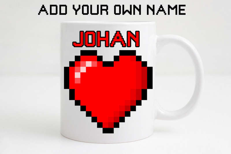 Minecraft heart and name mug