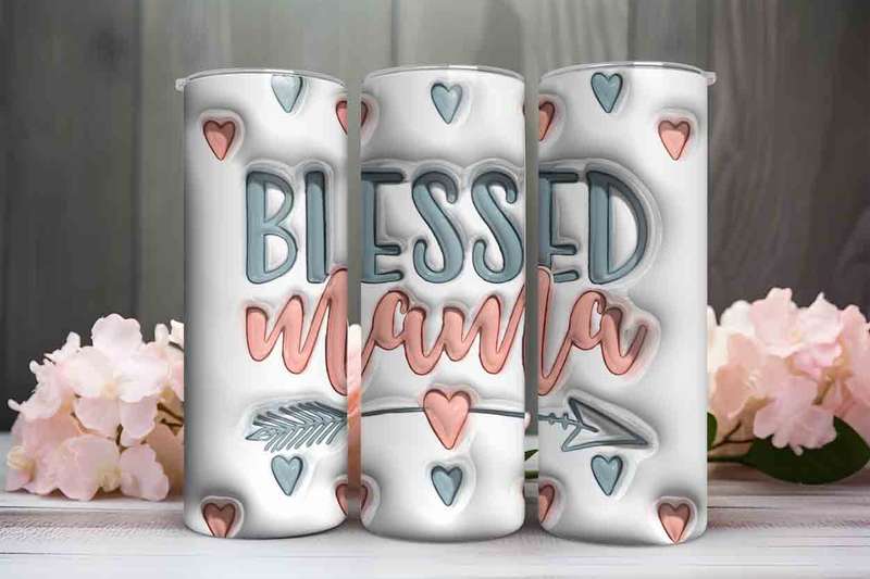 Blessed Mama skinny tumbler