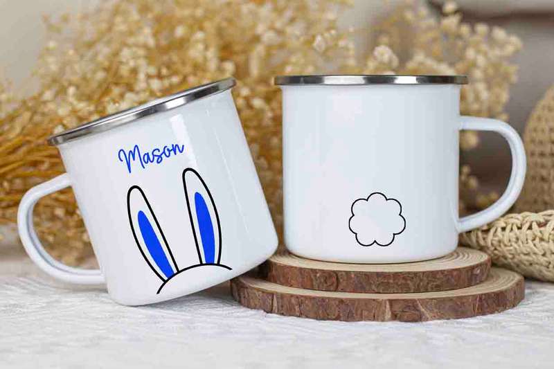 Boys bunny easter enamel mug