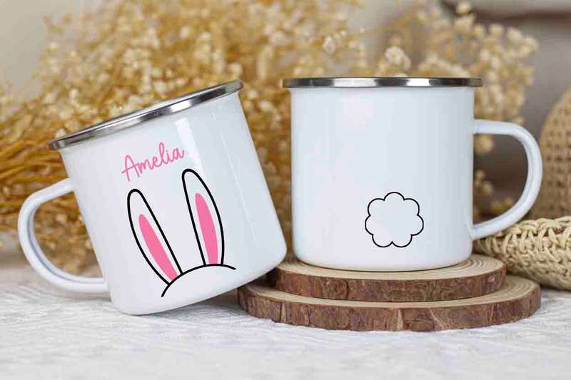 Girls bunny easter enamel mug