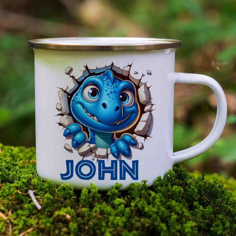 Personalised Dinosaur enamel mug 1