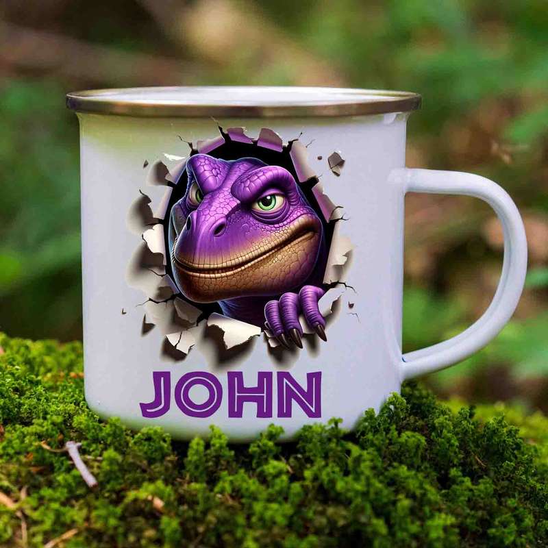 Personalised Dinosaur enamel mug 4