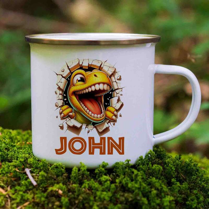 Personalised Dinosaur enamel mug