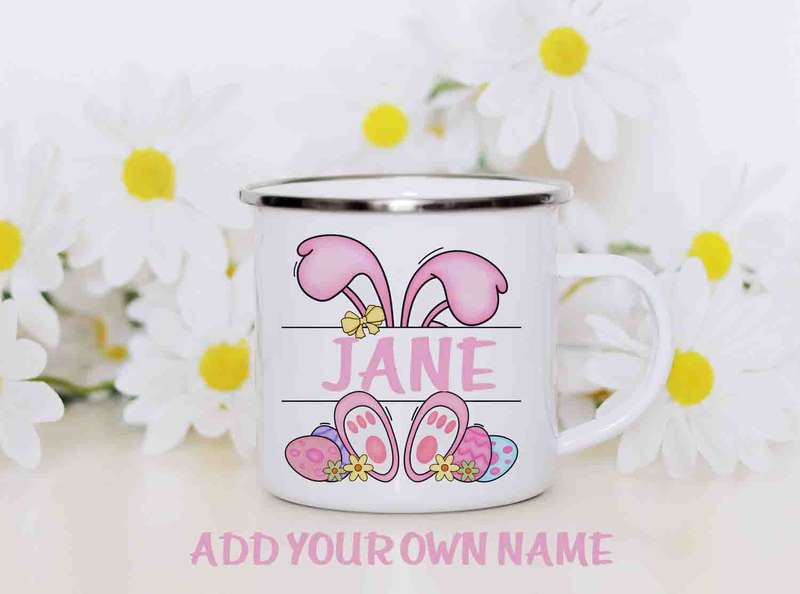 Personalised girls Easter enamel mug