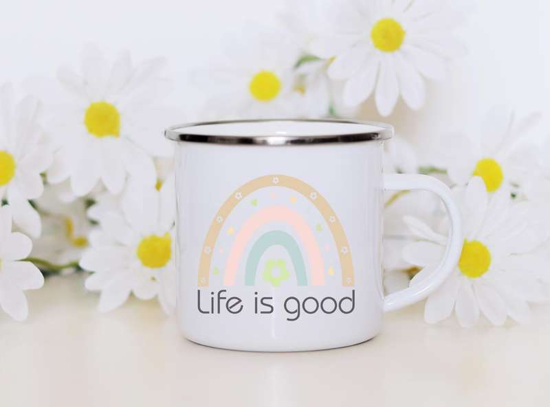 Rainbow life is good enamel mug