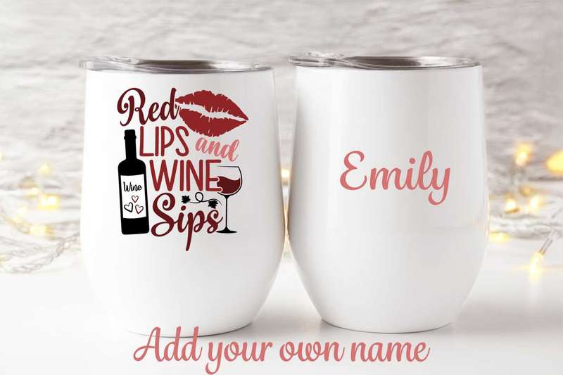 Red lips and wine sips tumbler