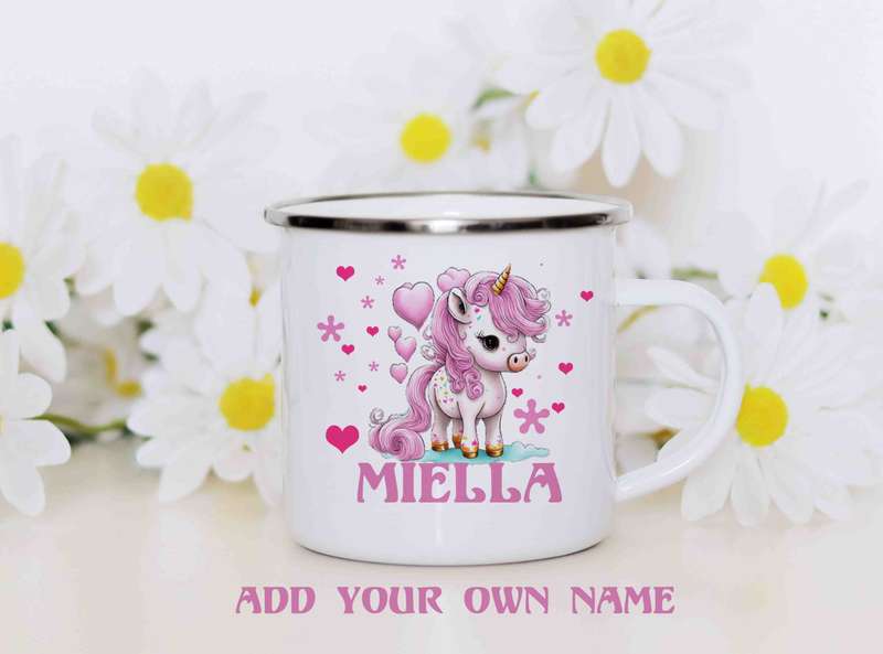 Girls Unicorn enamel mug 1