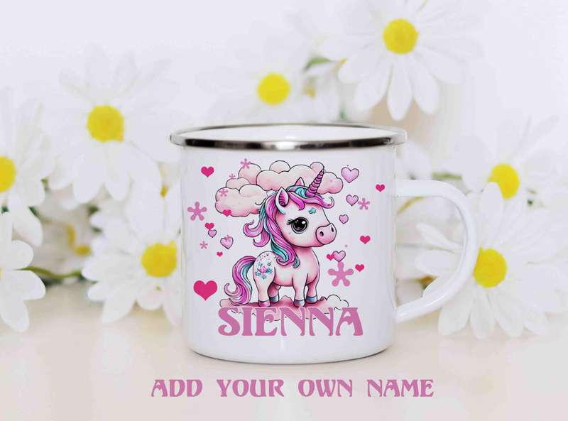 Girls Unicorn enamel mug