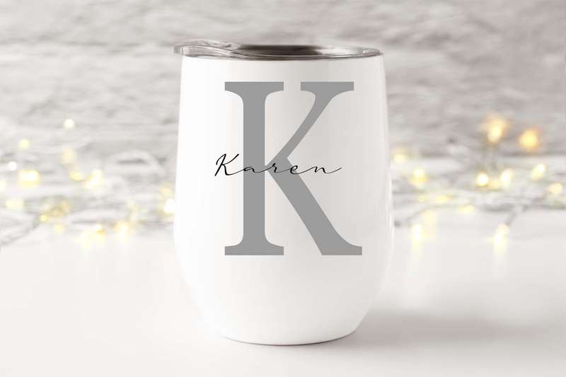 Wine tumbler initial and name