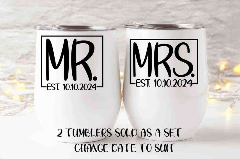 Mr and Mrs Wedding Tumbler set A