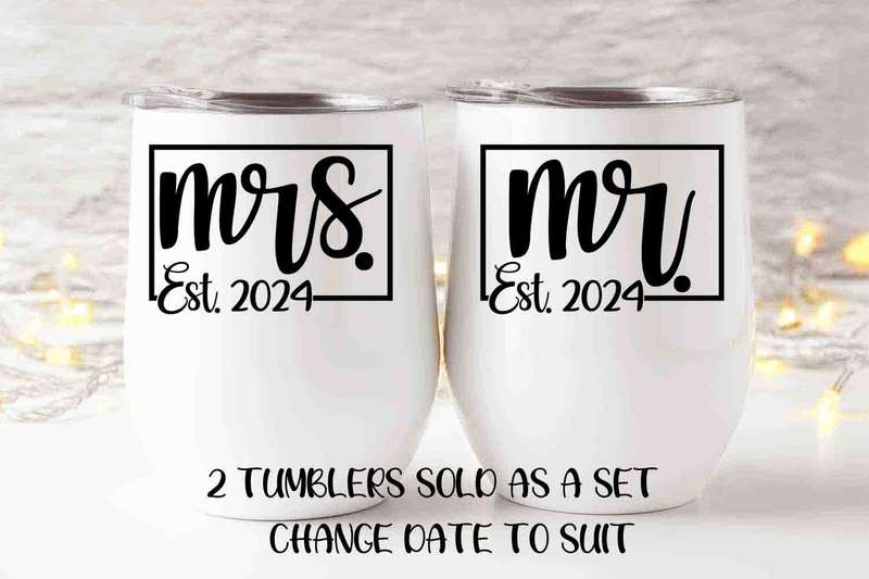 Mr and Mrs Wedding Tumbler set B