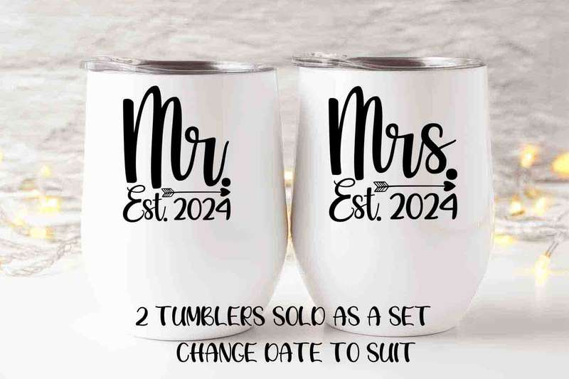 Mr and Mrs Wedding Tumbler set C