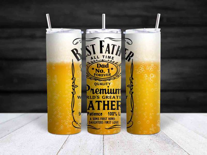 Skinny tumbler Dad best father beer