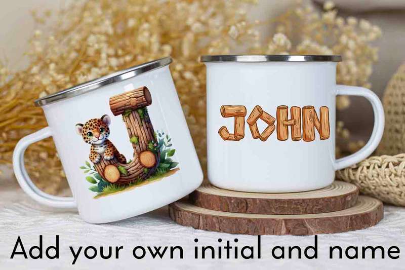 Animal initial and name mug